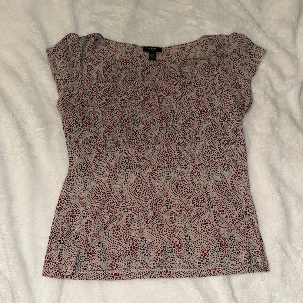 Alfani Women's Red and Black Patterned Blouse